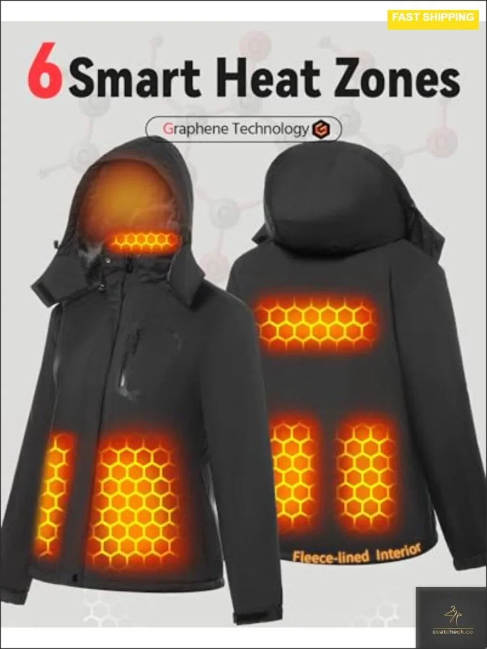 Wulcea Graphene Heated Jacket Women Fur Lined Battery Pack Winter